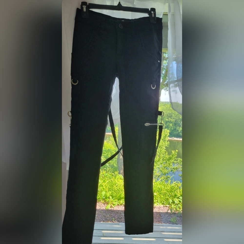 Royal Bones Black Pants with Gold Ring Detail